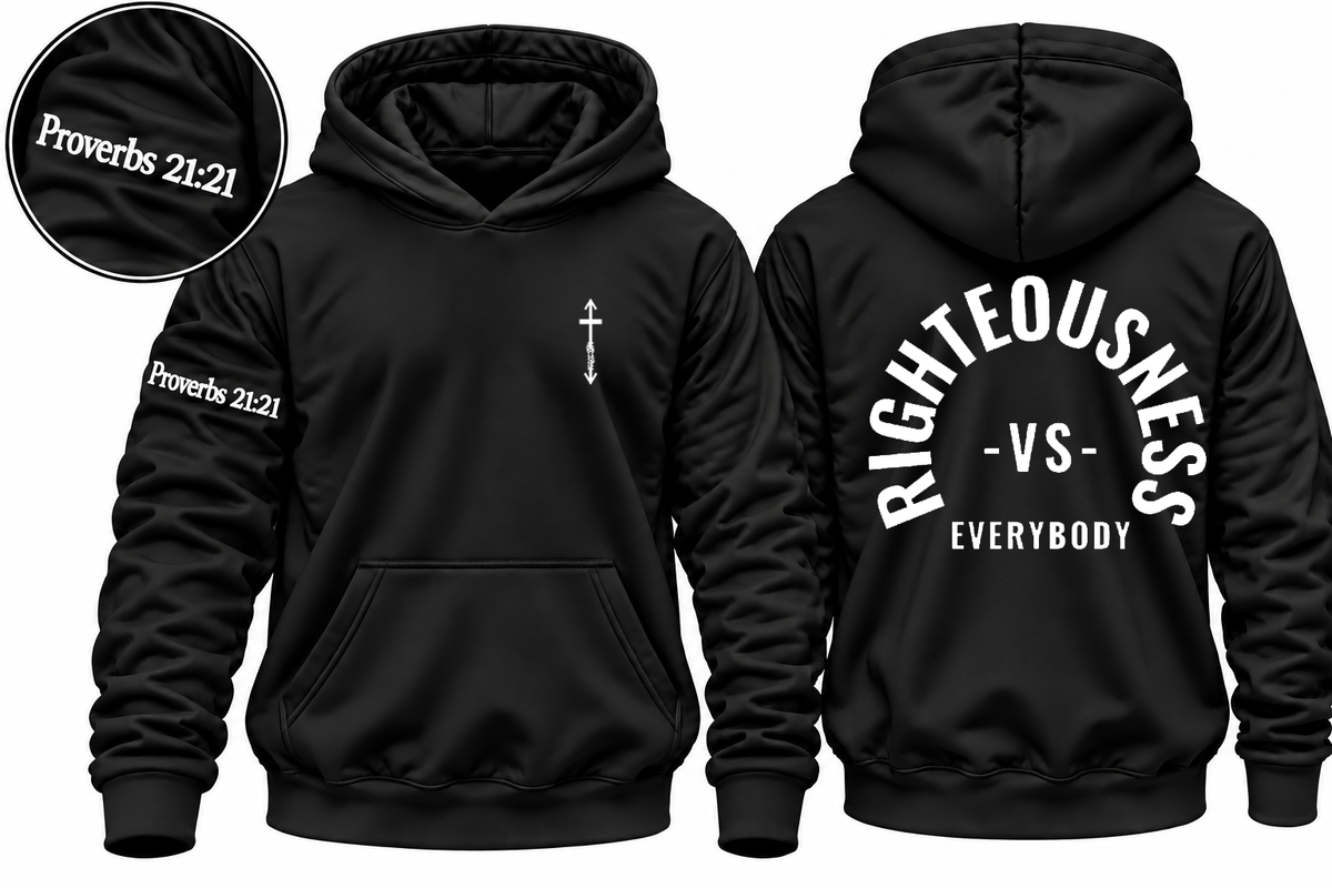 BACK RIGHTEOUSNESS vs. EVERYBODY LONG SLEEVE HOODIES Mockup
