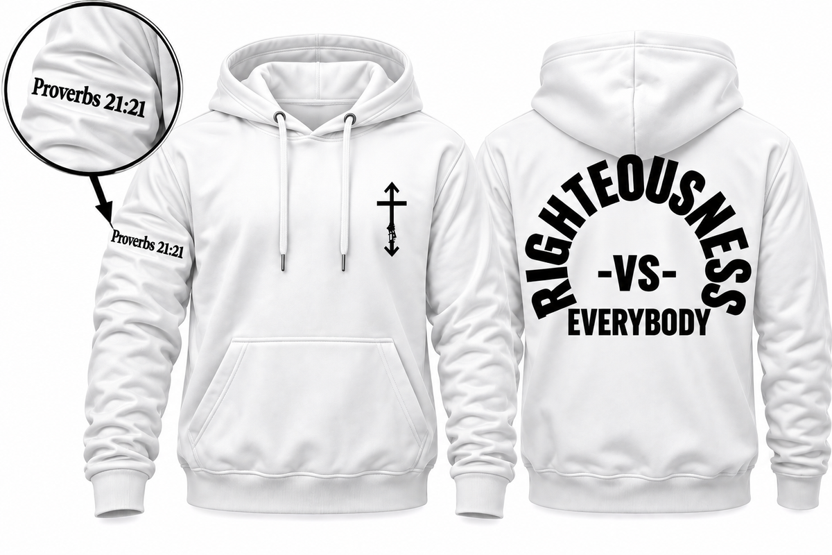 BACK Righteousness vs. Everybody Long Sleeve Hoodie Mockup