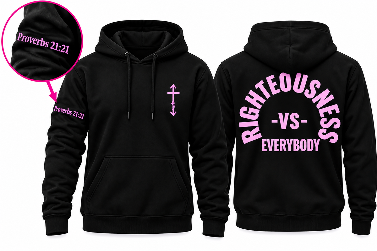 BACK Righteousness vs. Everybody Long Sleeve Hoodie Mockup